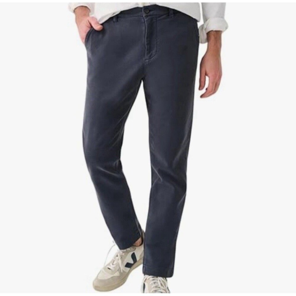 Faherty Stretch Terry Chino Pants Mens 35x33 Navy Slim Tapered Comfort Preppy